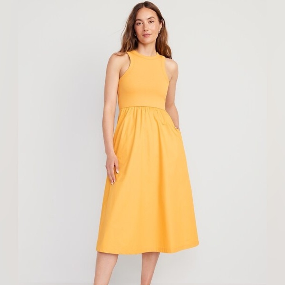 Yellow Sleeveless fit and flare Ballerina Dress